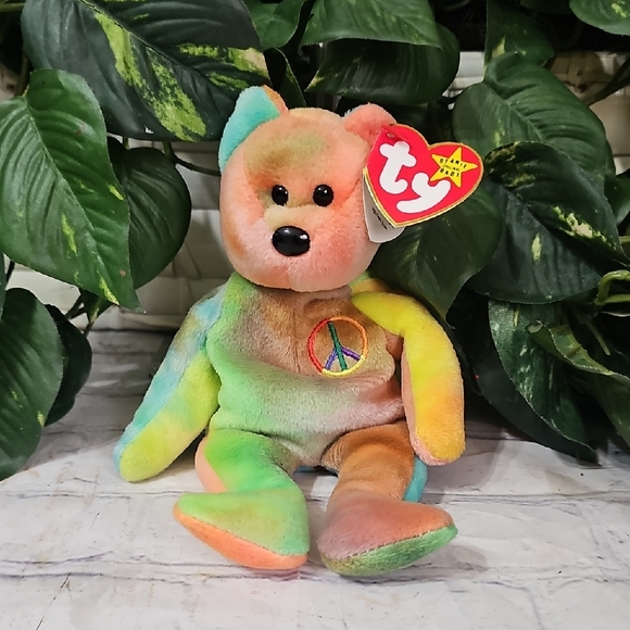 TY Beanie Baby 'Peace' Multicolor Plush Bear - Kids Toy